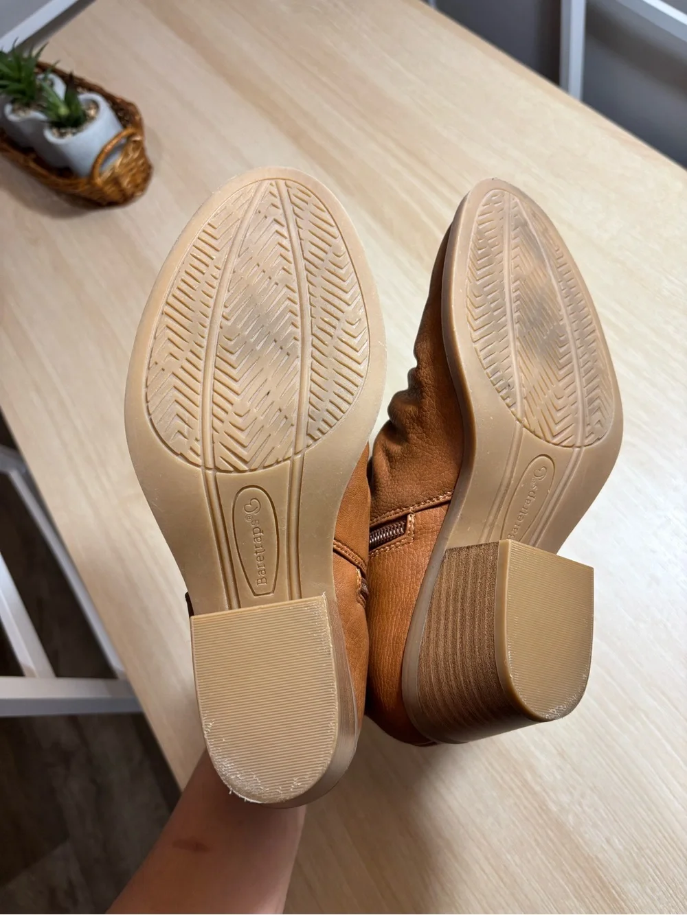 BareTraps Cognac Brown Leather Ankle Booties with Side Buckle